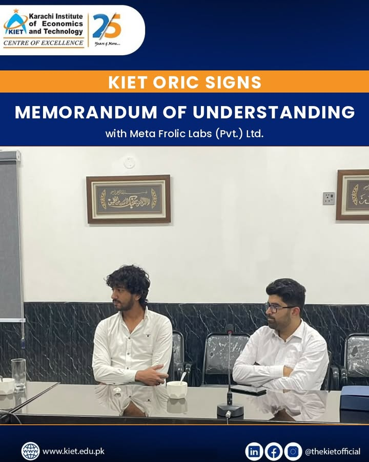 🤝 KIET ORIC Signs MoU with Meta Frolic Labs (Pvt.) Ltd.