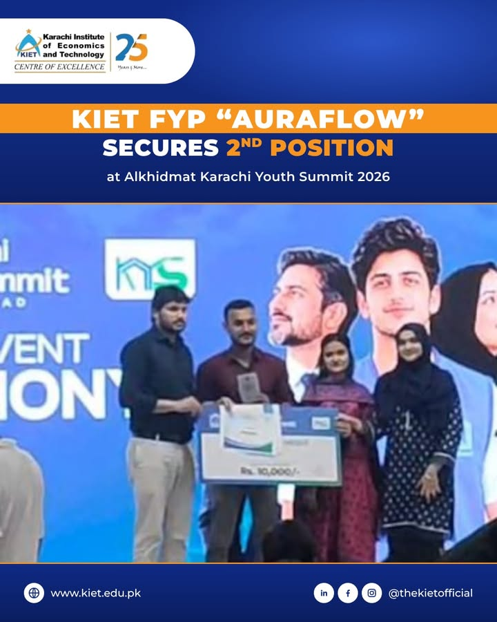 🏆 KIET FYP “AuraFlow” Secures 2nd Position at Alkhidmat Karachi Youth Summit 2026!